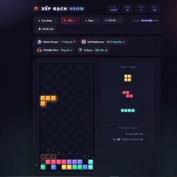 XẾP GẠCH NEON — Tetris Tự Động x TikTok Live